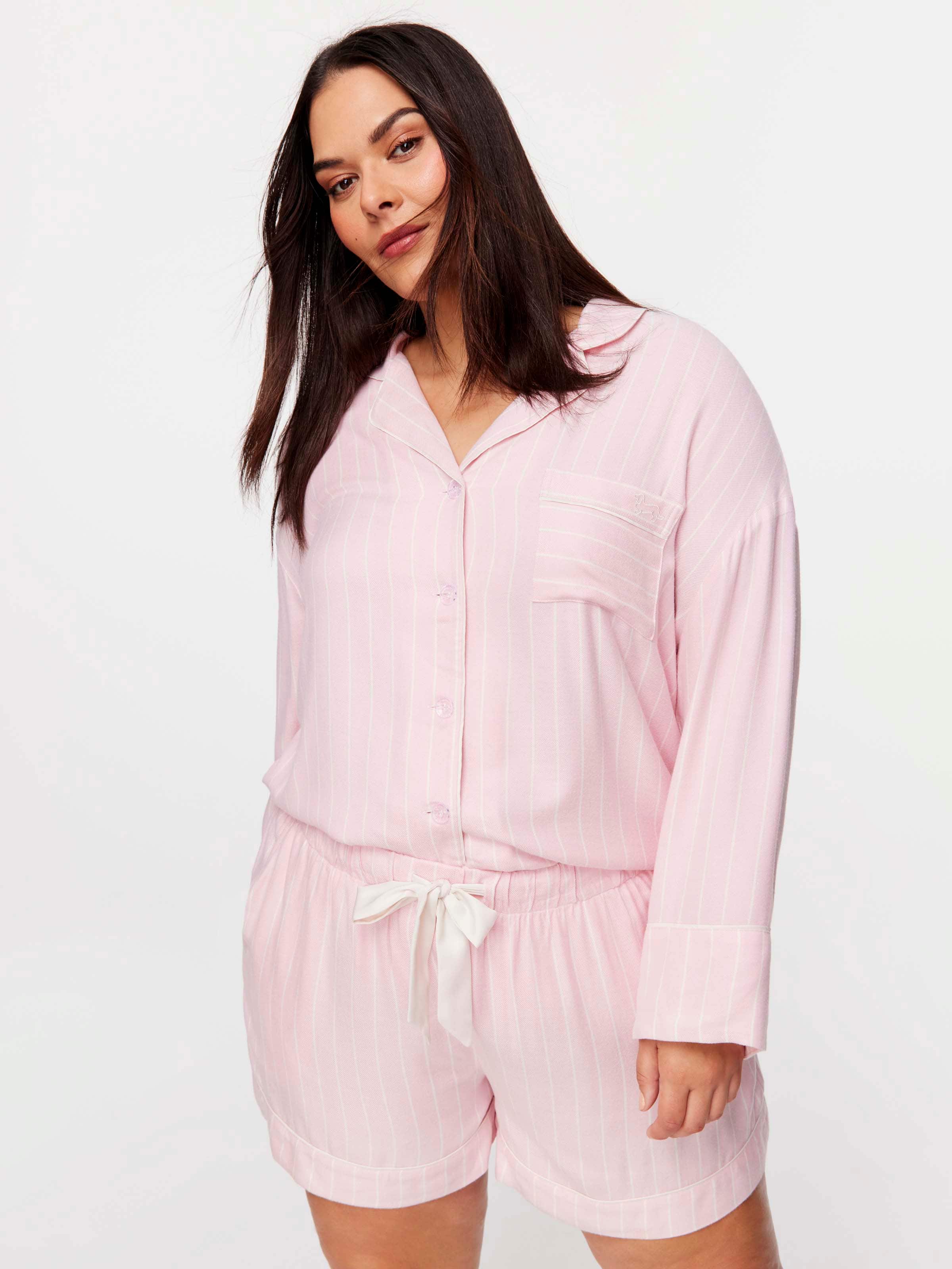 P.A. Plus Pink Stripe Flannelette Short