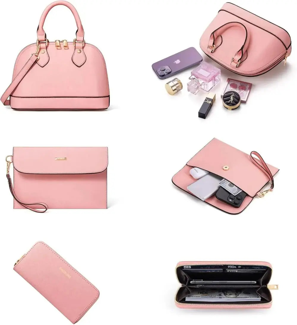 4PCS Women Fashion Handbags Purses Wallet Tote Shoulder Bags