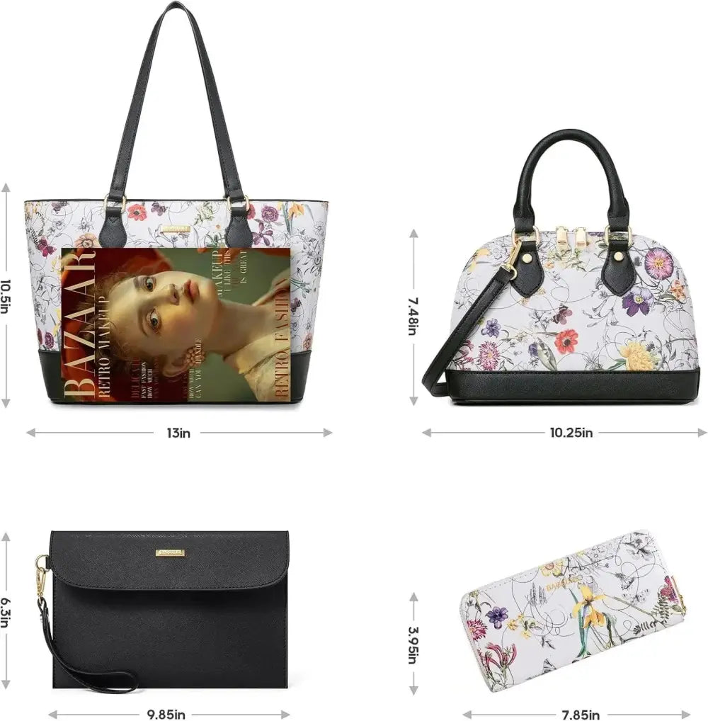 4PCS Women Fashion Handbags Purses Wallet Tote Shoulder Bags