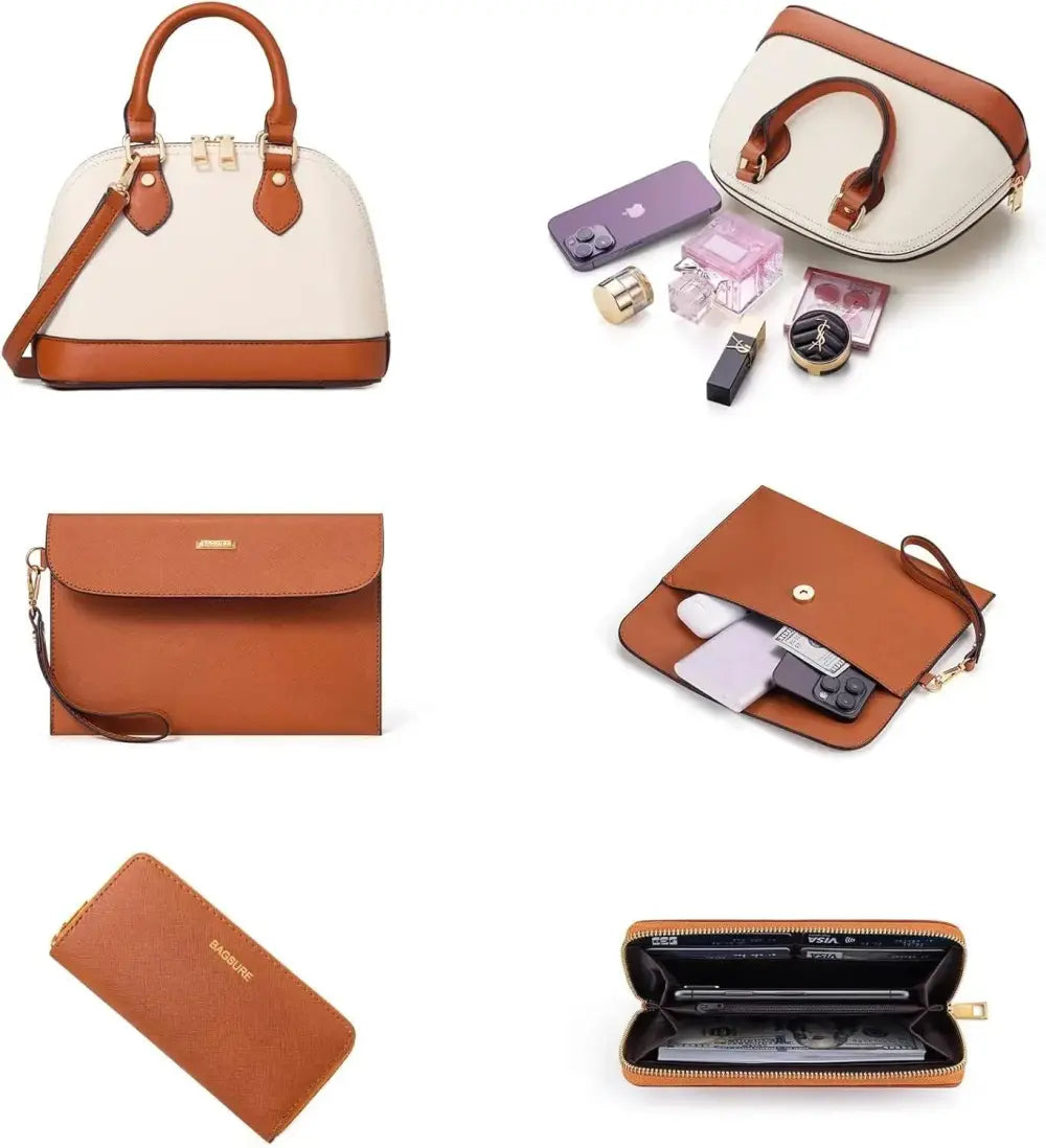 4PCS Women Fashion Handbags Purses Wallet Tote Shoulder Bags