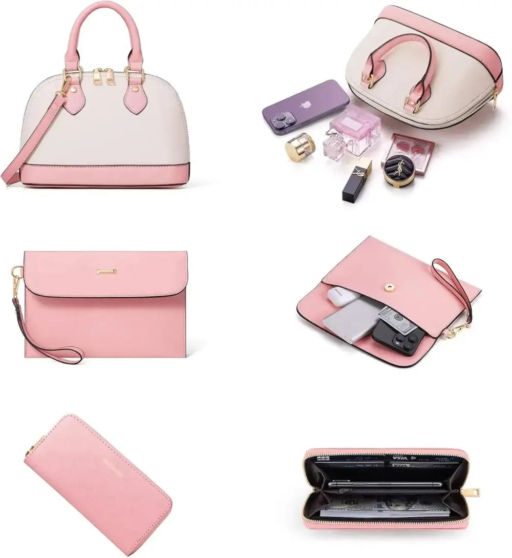 4PCS Women Fashion Handbags Purses Wallet Tote Shoulder Bags