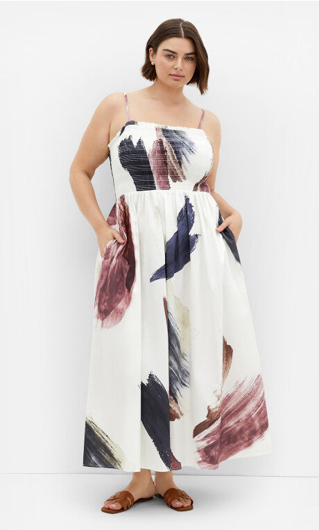 Jolie Geo Maxi Dress - ivory
