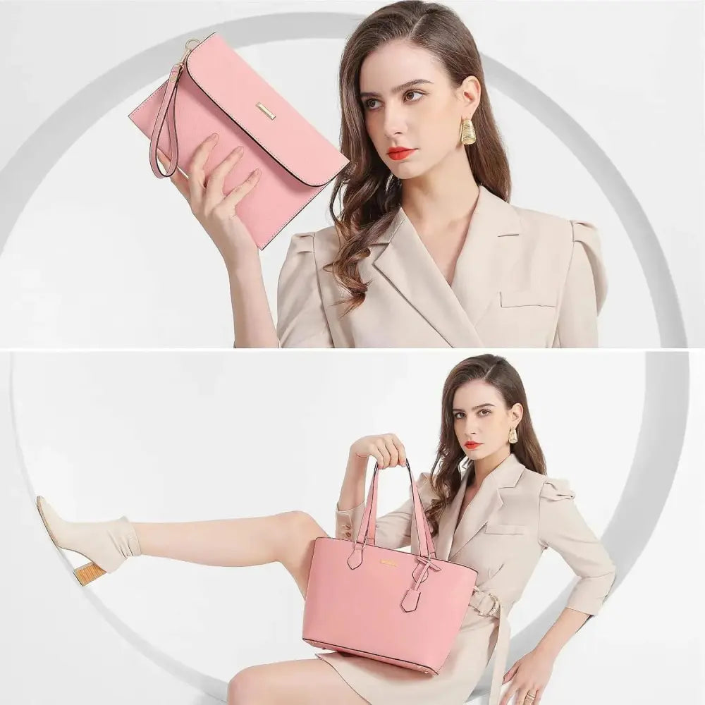 4PCS Women Fashion Handbags Purses Wallet Tote Shoulder Bags