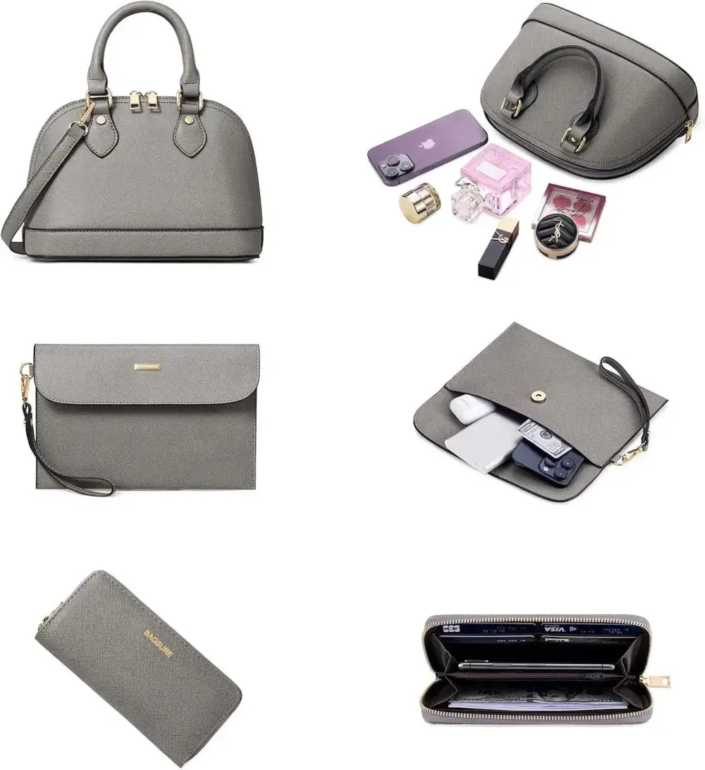 4PCS Women Fashion Handbags Purses Wallet Tote Shoulder Bags