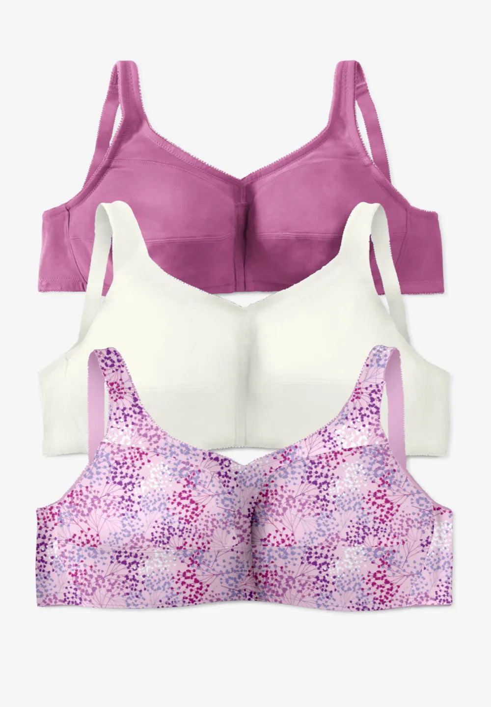 3-Pack Cotton Wireless Bra