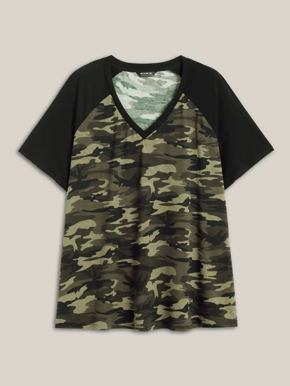 Camouflage Print Raglan Sleeve T-Shirt