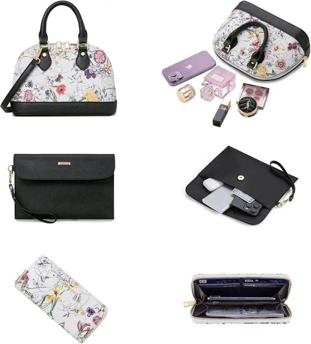 4PCS Women Fashion Handbags Purses Wallet Tote Shoulder Bags