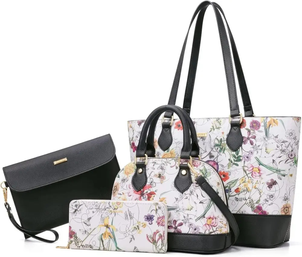 4PCS Women Fashion Handbags Purses Wallet Tote Shoulder Bags