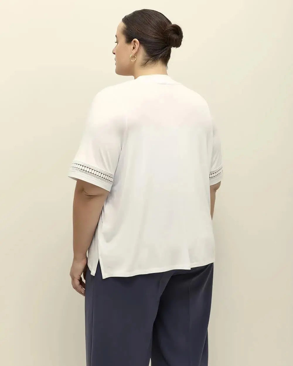 Short-Sleeve Cardigan with Decorative Trim