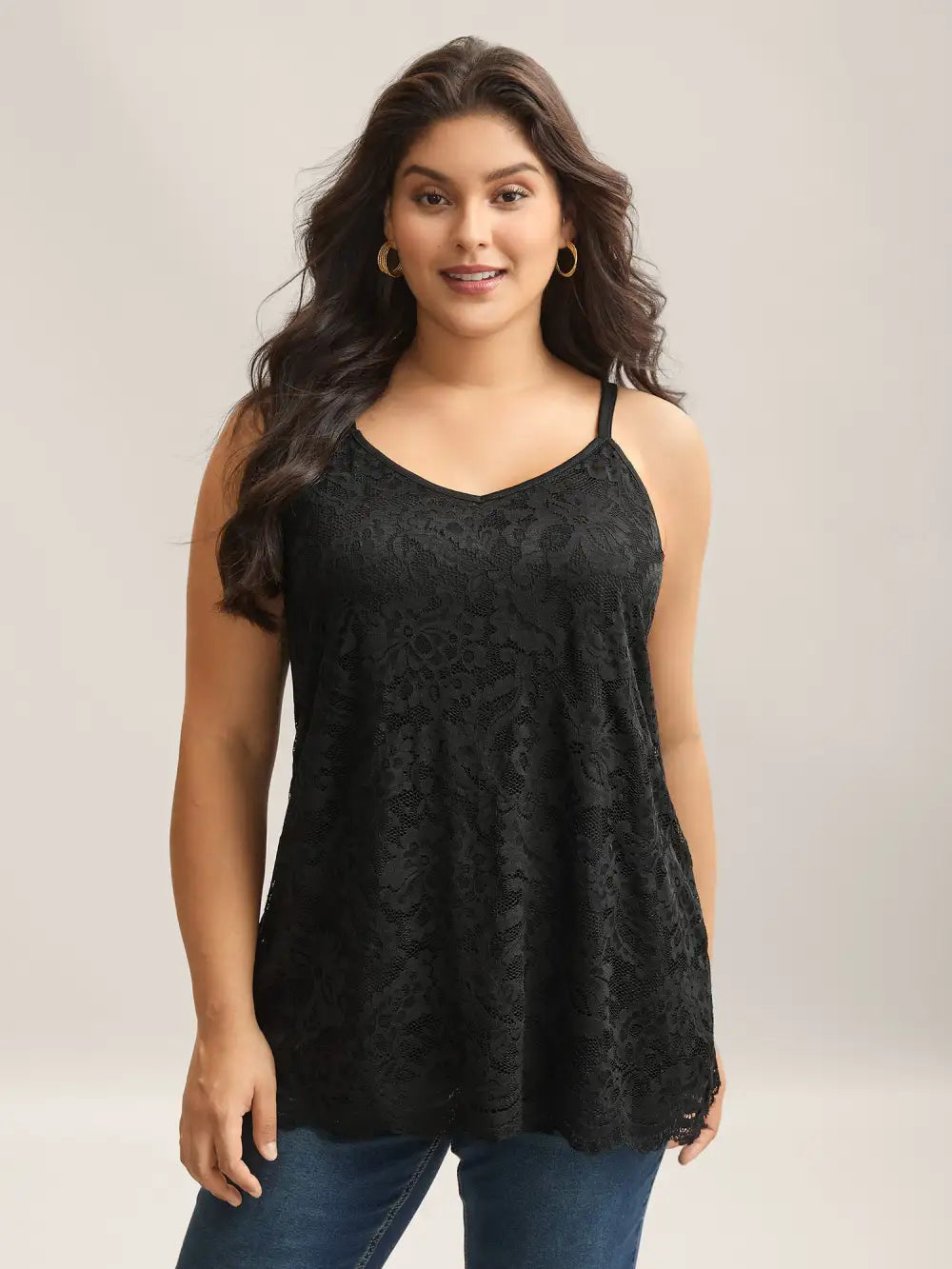 Floral Lace Lined Tank Top