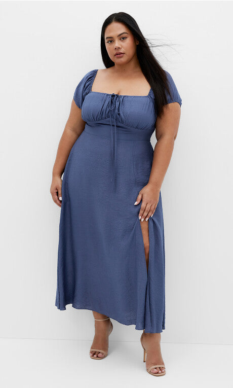 Abbigail Split Maxi Dress - blue