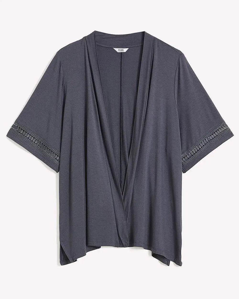Short-Sleeve Cardigan with Decorative Trim