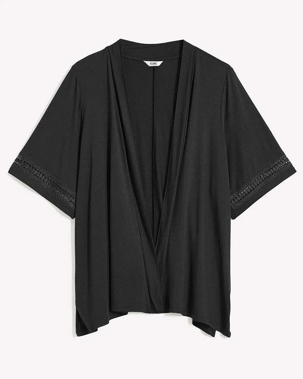 Short-Sleeve Cardigan with Decorative Trim