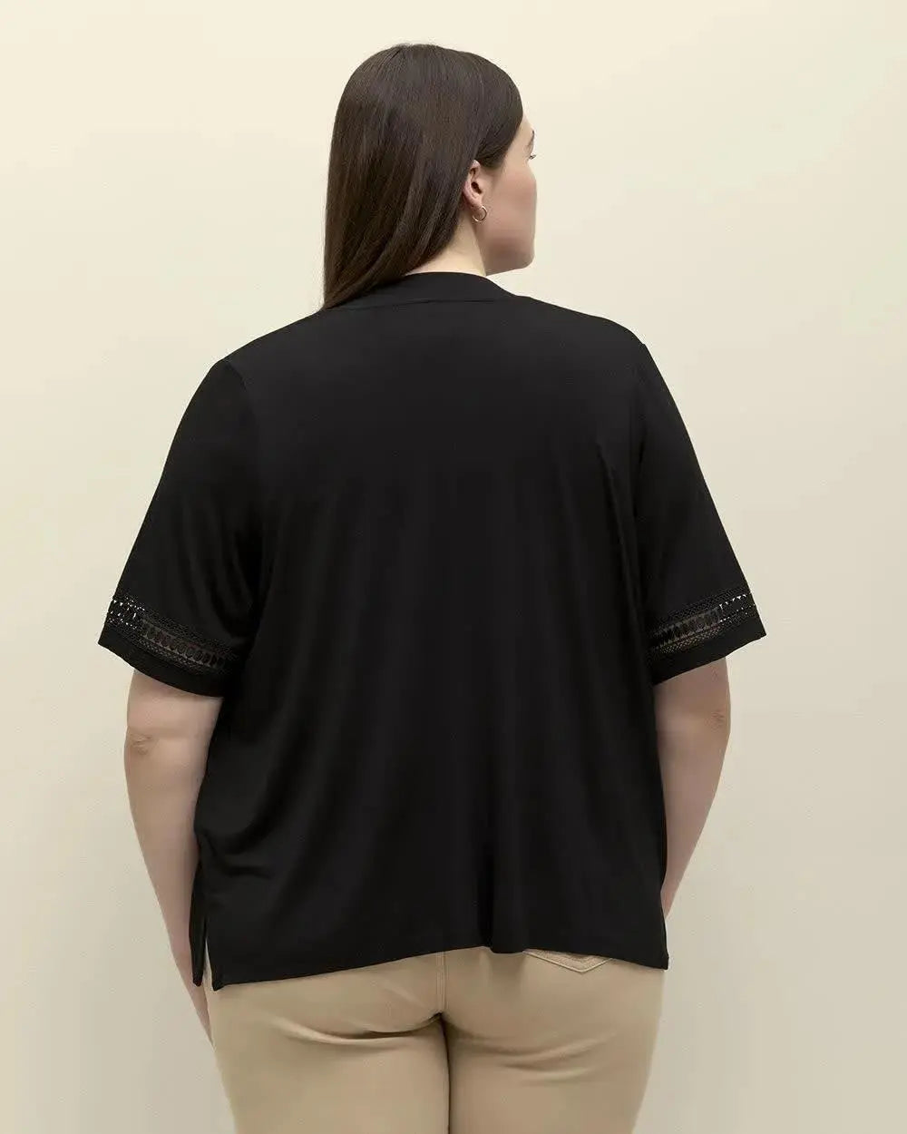 Short-Sleeve Cardigan with Decorative Trim