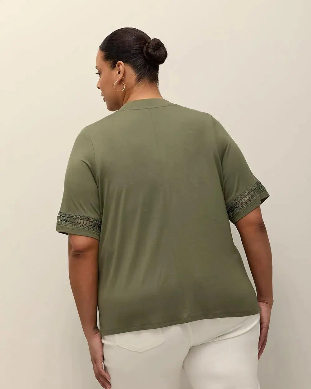 Short-Sleeve Cardigan with Decorative Trim