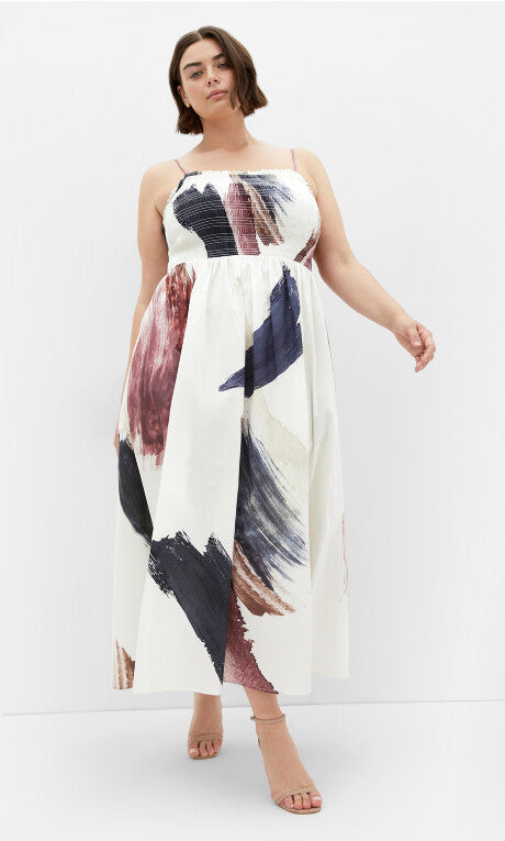 Jolie Geo Maxi Dress - ivory