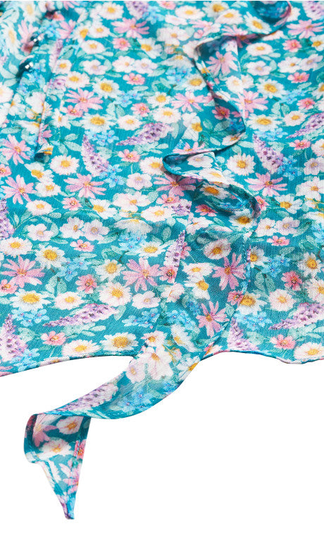Lidia Ruffle Print Top - teal